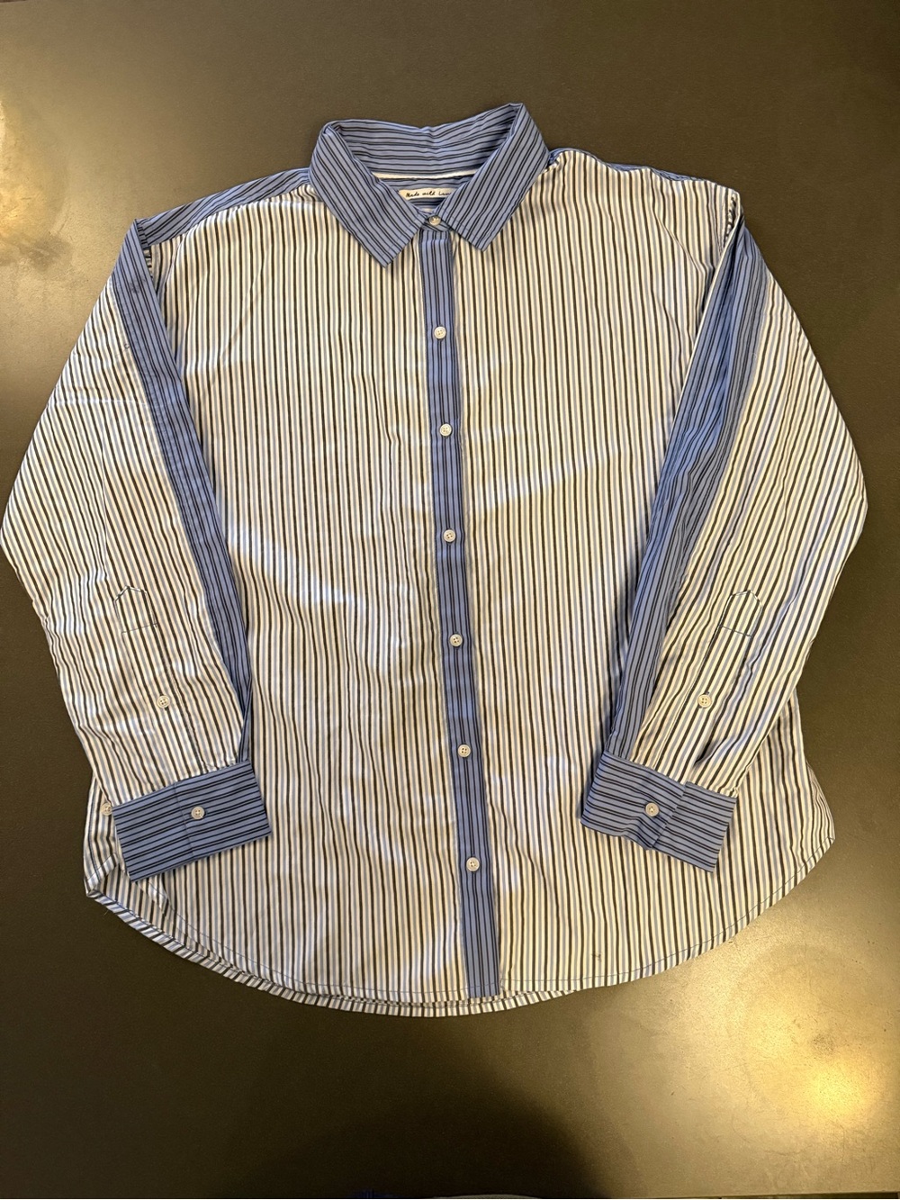Women’s Blue and White Striped Button-Down Shirt